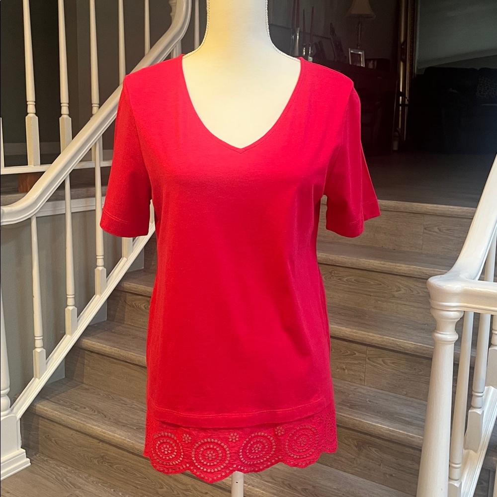 Chico's Pink Short Sleeve V-Neck Tee